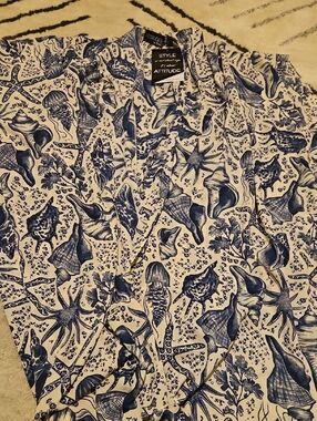 Attitudes by Renee White Kimono Cover Up with Blue Botanical Print